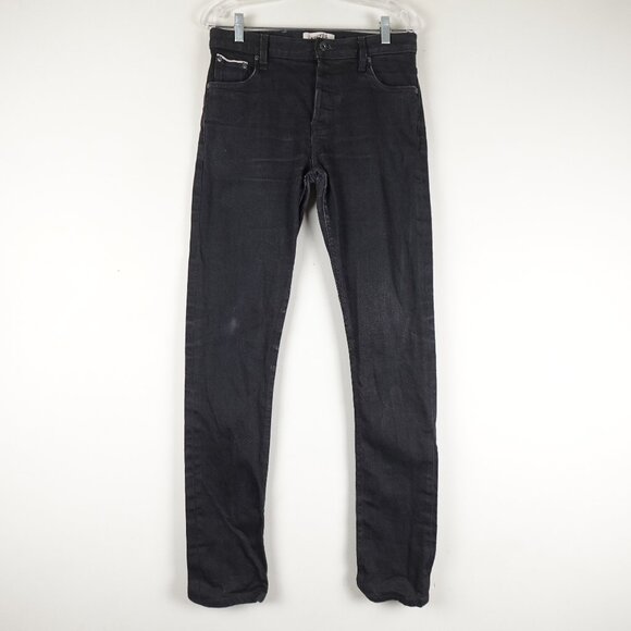 NAKED & FAMOUS Nice Guy Jeans Men's 31 Black Cobra Stretch Selvedge Raw Denim - Picture 1 of 13
